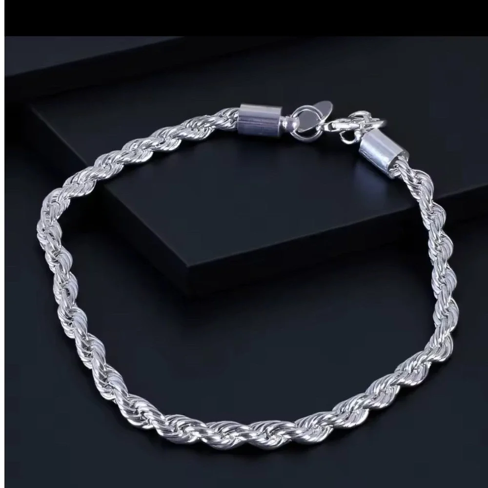 NEW‎ Sterling Silver 925 Rope Chain Bracelet